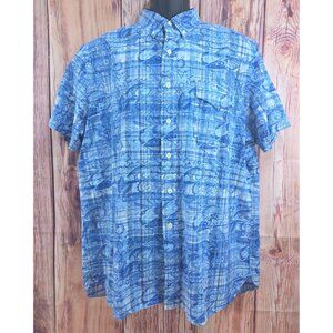 Ralph Lauren Mens Blue Paisley Plaid Button-Down Shirt XL
